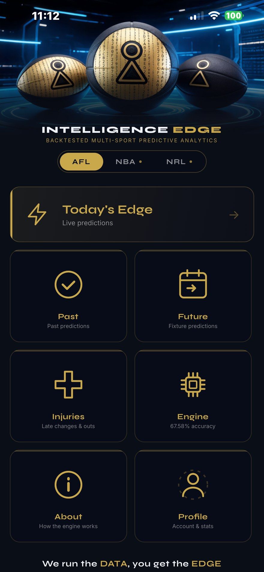Intelligence Edge app, home screen