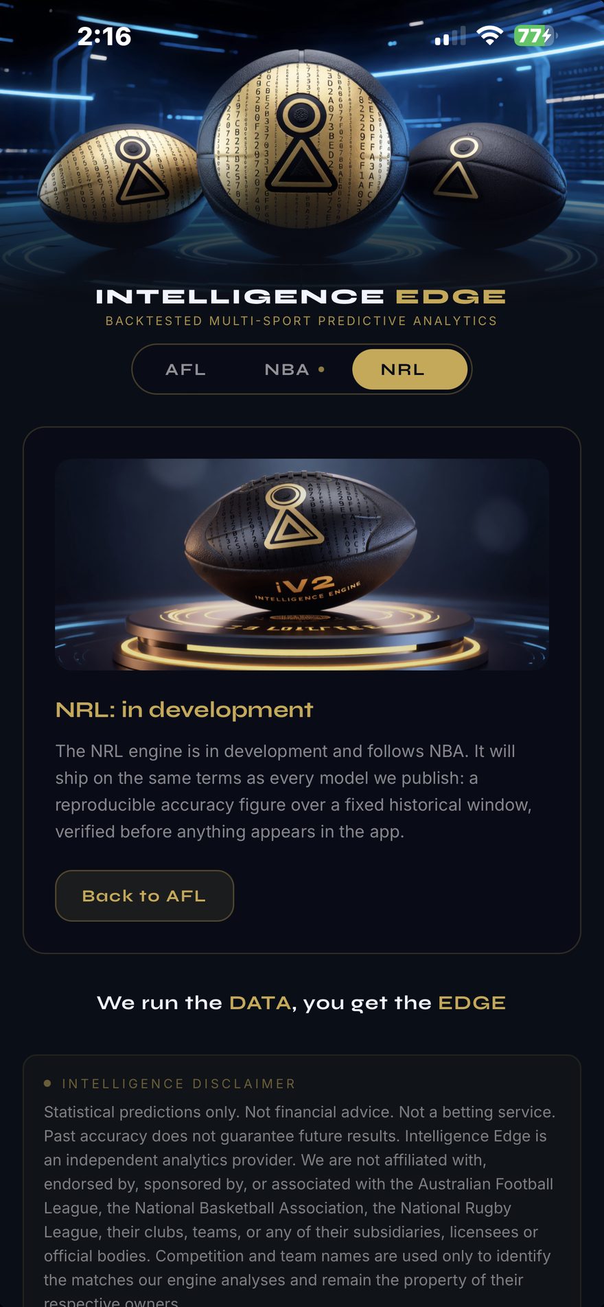 Intelligence Edge app, NRL in development